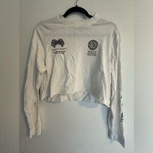 Darcsport long sleeve cropped shirt size small color white